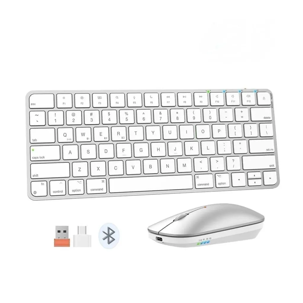 TASTIERE DHE MOUSE WIRELESS MEETION C210 SILVER WHITE - 1