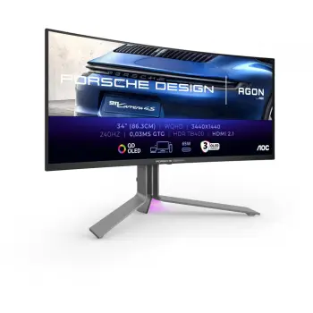 Monitor AOC Porsche Design PD34, 34", WQHD QD OLED, 240Hz, i zi