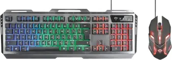 Tastierë dhe maus Gaming Trust GXT 845 Tural / QWERTZ / LED / Anti-Ghosting / 12 media keys / USB / E zezë + Maus Gaming Trust GXT 845 Tural / 1000-3200 DPI / 6 butona / 7 ngjyra / USB / I zi
