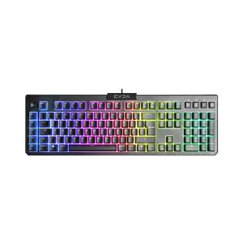 Tastierë Gaming EVGA Z12 834-W0-12DE-K2 / Gjysmë mekanike / QWERTZ / RGB Backlit LED / 5xProgrammable Macro Keys / Media Keys / Spill Resistant / Me kabëll / E zezë