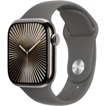 Smartwatch Apple Watch Series 10 GPS + Cellular 42mm, 64GB, kasë titanium natyral, rrip sport gri
