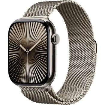 Apple Watch Series 10 / GPS + Cellular / 46mm / Natural Titanium Case with Natural Milanese Loop – M/L
