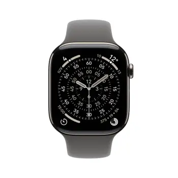 Apple Watch Series 11 / 42mm / Cellular / Natural Titanium Case with Sport Stone Grey Band – M/L