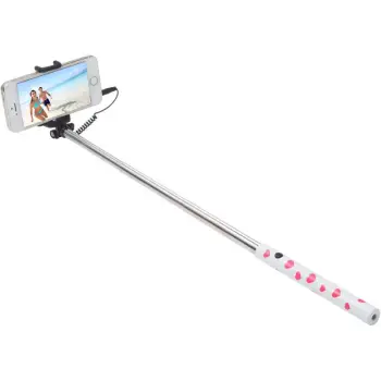 Shkop për selfie Ultron Hot Shot, zgjatje deri në 45 cm, kabllo 3,5 mm, i bardhë / i kuq