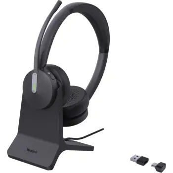 Kufje me mikrofon Yealink BH70 Dual Teams me bazë karikimi USB-C/A, të zeza