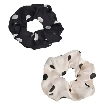 Scrunchy per femra saten bardhe e zi me pika 2cp