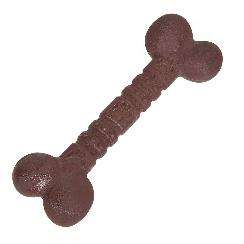 Lodër qeni me kockë, kafe me shije mish viçi 12cm - 1
