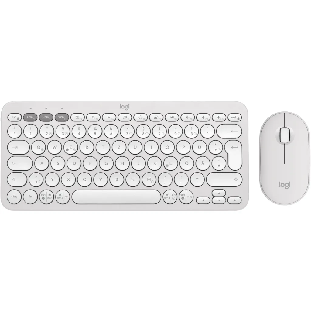 Set tastierë dhe maus Logitech Pebble 2, pa kabllo, gjermanisht, e bardhë - 1