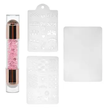 Set silikoni zbukurues kristale roze per thonje