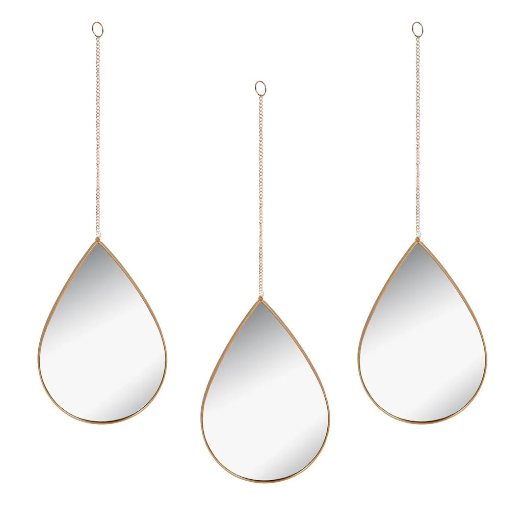 Set 3 cp pasqyra forme loti me zinxhir gold 28x19 cm - 1