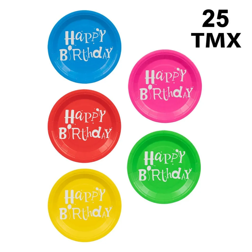 Pjata happy birthday me ngjyra 25 cp 23cm - 1