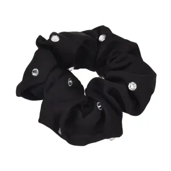 Scrunchy për flokët, e zezë me gurë