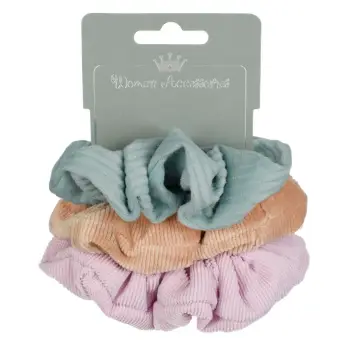 Scrunchy bezhe roze blu 3cp