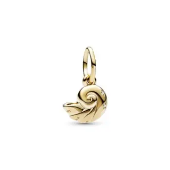 Disney The Little Mermaid shell 14k gold-plated dangle with clear cubic zirconia