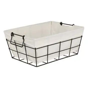 Shporte metalike me plastike ekru dhe mbajtese 35x27x15.5