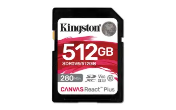 Kartë Memorie Kingston Canvas React Plus 512GB V60 / SDR2V6/512GB – Bardhë/Kuqe/Zezë