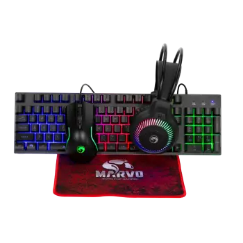 Set Gaming 4in1 MARVO CM416 EN / Mouse RBG 8000DPI / Tastierë 104 Keys Double-shot / Kufje 20hz-20khz / Mousepad 250x210x2mm