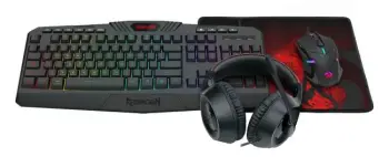 Set gaming Redragon S101-BA-3, tastierë me drita RGB, maus 7200 DPI, kufje, mauspad, e zezë
