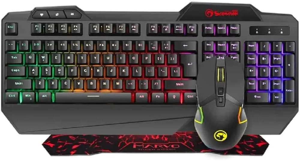 Set Combo Gaming 3in1 Marvo CM306 EN / Keyboard, Mouse, Mouse Pad / me kabllo / zi dhe kuq - 1