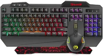 Set Combo Gaming 3in1 Marvo CM306 EN / Keyboard, Mouse, Mouse Pad / me kabllo / zi dhe kuq