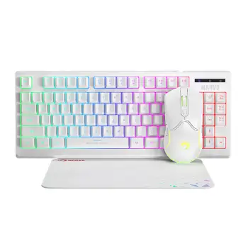 Set Gaming Marvo CM310 / 3in1 / Tastierë Gaming 87-key/3 color backligh / Maus 3200DPI/RGB lighting / Mauspad ultra-smooth / I bardhë