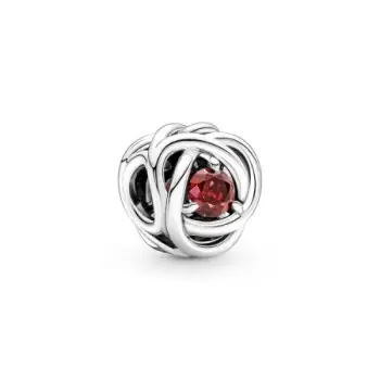 Sterling silver charm with true red crystal