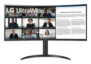 Monitor LG Ultrawide Professional 34WR55QK-B / 34″/ Ultra Wide Quad HD VA / Curved / 100 Hz / 5 ms / HDMI + USB-C + DisplayPort – Zezë