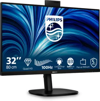 Monitor Philips B-Line 32B2U3601H/00 32" 100Hz USB-C me webcam pop-up, i zi