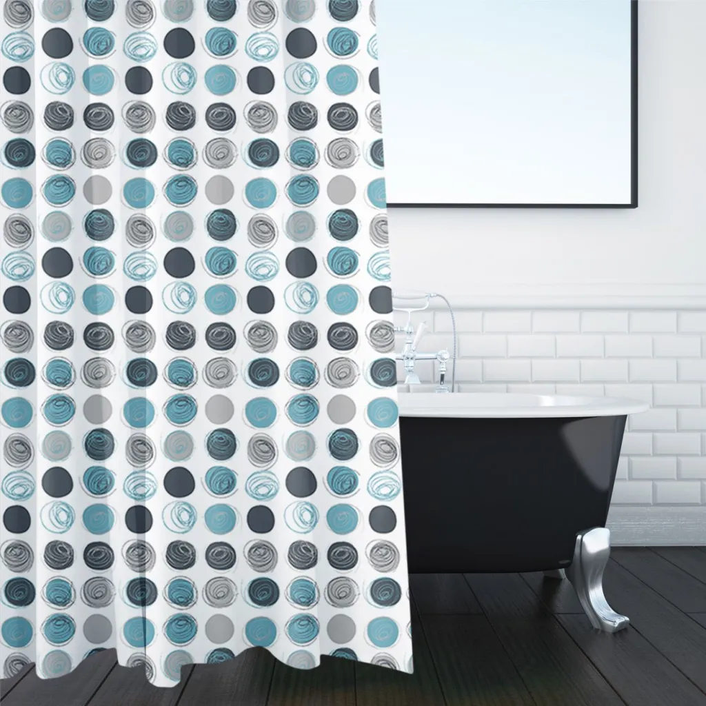 Perde per banjon me topa blu gri 180x180 cm - 1