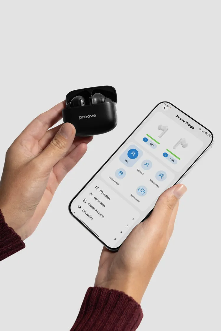 Dëgjuse wireless Proove Tempo TWS, ANC, me aplikacion, të zeza - 5