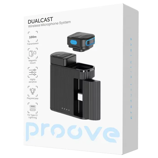 Mikrofon wireless Proove DualCast, set 2 copë me kuti për karikim - 6