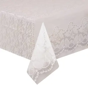 Mbulesë plastike tavoline në ngjyrë të bardhë, 137x274 cm