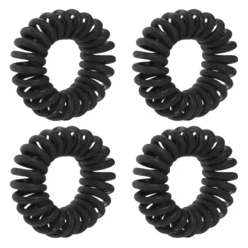 Set me 4 lidhëse flokësh të zeza në formë spirale