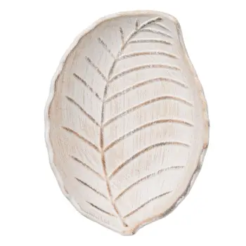 Pjate ne forme gjethe druri bezhe 18 x 13 x 3.5 cm