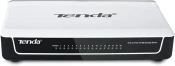 Switch Tenda S16 / 10/100Mbps / 16-Port / Fast Ethernet / Unmanaged / Plug and Play / RJ45 / I bardhë dhe i zi