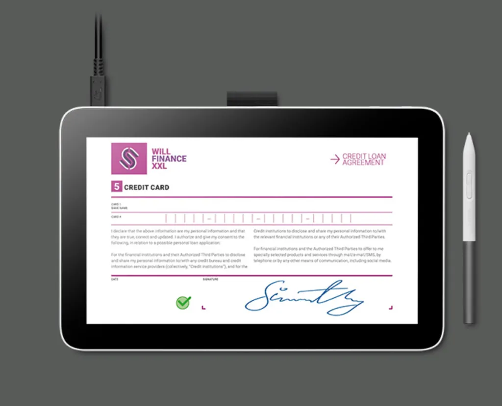 Tablet për nënshkrim Wacom Signature Display 12, ekran 12", me stylus, i zi - 1