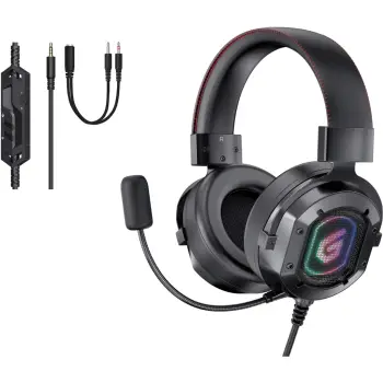 Kufje gaming Conceptronic ATHAN, stereo, me RGB, të zeza