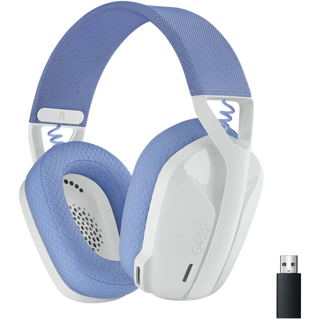 Kufje Gaming Logitech Lightspeed G435 Full Size Wireless Bluetooth / 2.4 GHz – Bardhë/Vjollcë e Hapur - 1