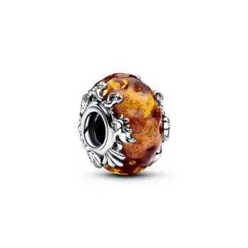 Disney The Lion King sterling silver charm with glitter aventurine and burnt orange Murano glass