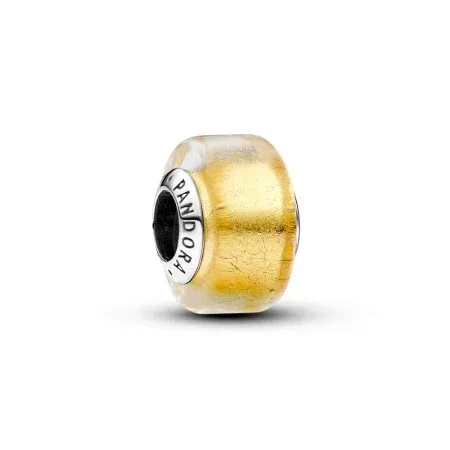 Sterling silver charm with transparent Murano glass and 24k gold foil - 1