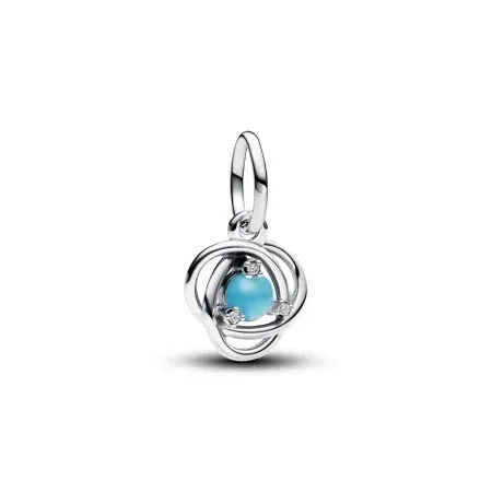 Sterling silver dangle with capri blue crystal and clear cubic zirconia - 1