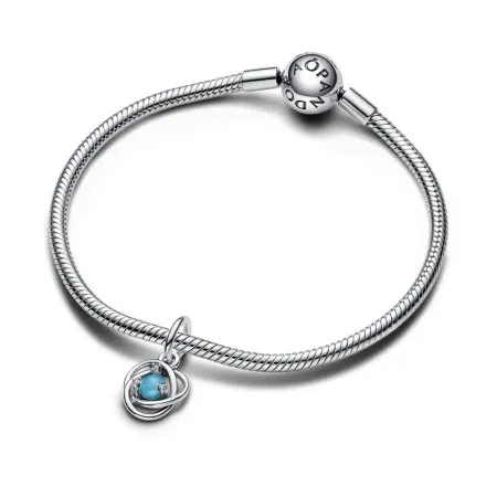 Sterling silver dangle with capri blue crystal and clear cubic zirconia - 2