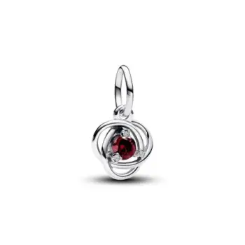 Sterling silver dangle with salsa red crystal and clear cubic zirconia