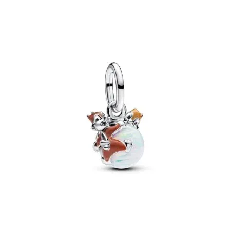 Disney Chip and Dale sterling silver dangle with white lab-created opal and brown enamel - 1