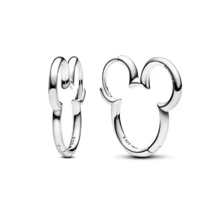 Disney Mickey silhouette sterling silver hoop earrings - 2