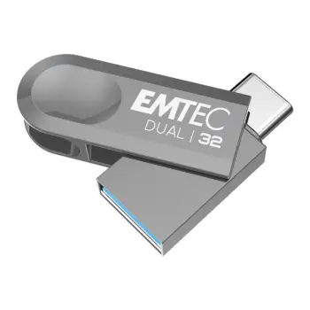 USB flash Emtec Dual D280, 128GB, USB 3.2 Type C, gri