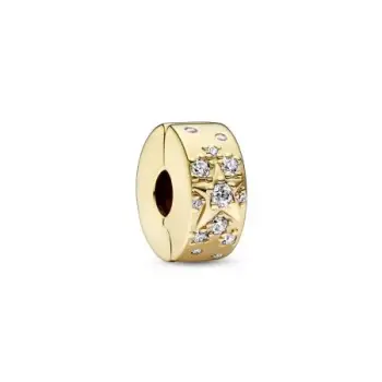Milky way 14k gold-plated clip with clear cubic zirconia and silicone grip