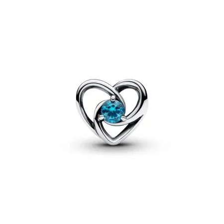 Heart sterling silver charm with London blue crystal - 3