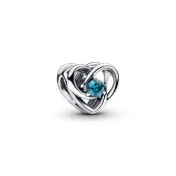 Heart sterling silver charm with London blue crystal