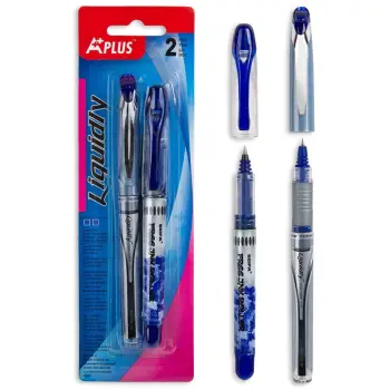 Stilolaps I Zi "A-Plus" Me Boje Të Lëngshme E Zezë &amp; Blu 0.5 Mm 2 Copë